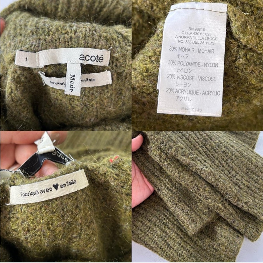 Green acoté turtleneck Mohair blend sweater. - Picture 7 of 8